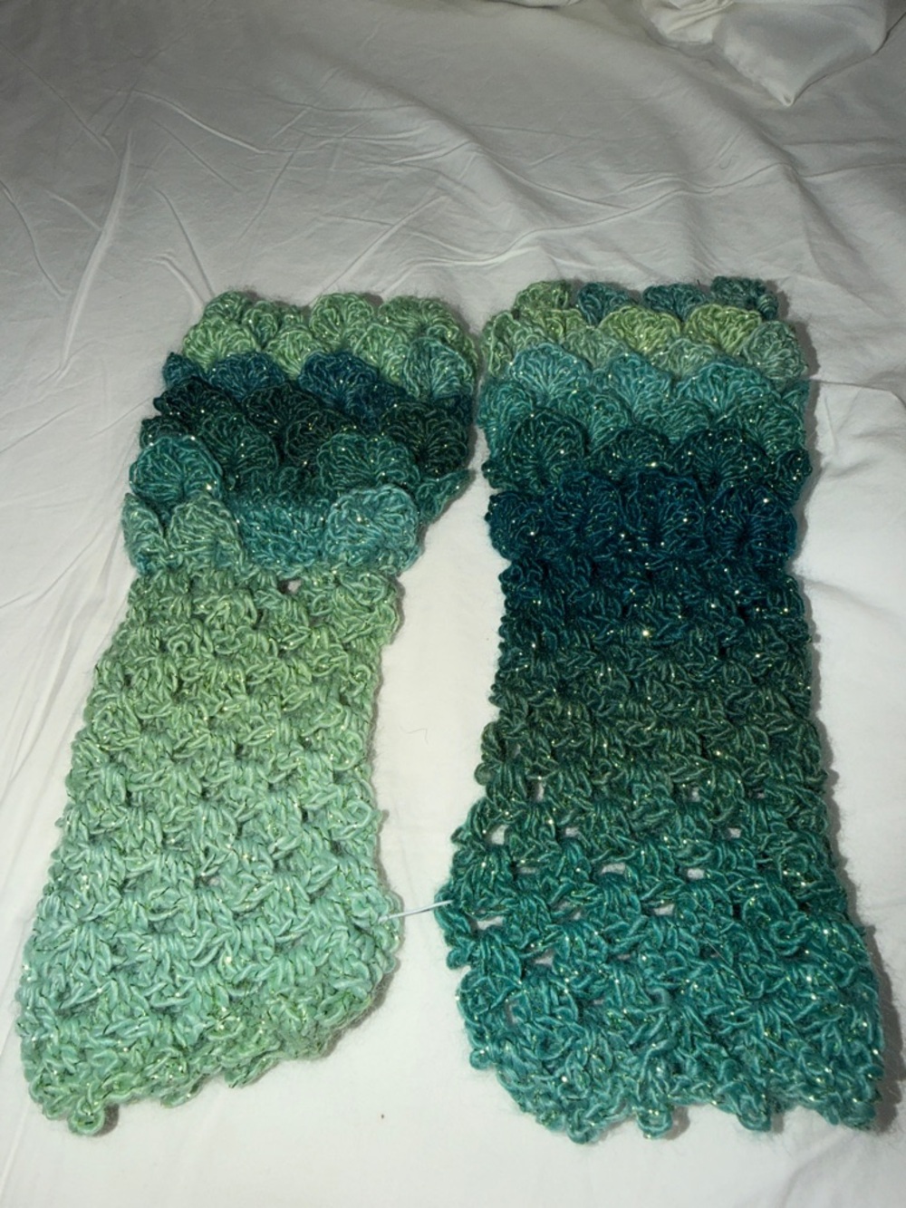 Handmade Gradient Teal to Mint Crochet Arm Warmers